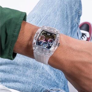 Mens Wristwatch GUESS PHOENIX GW0499G3 Multifunction Silicone White New in Box